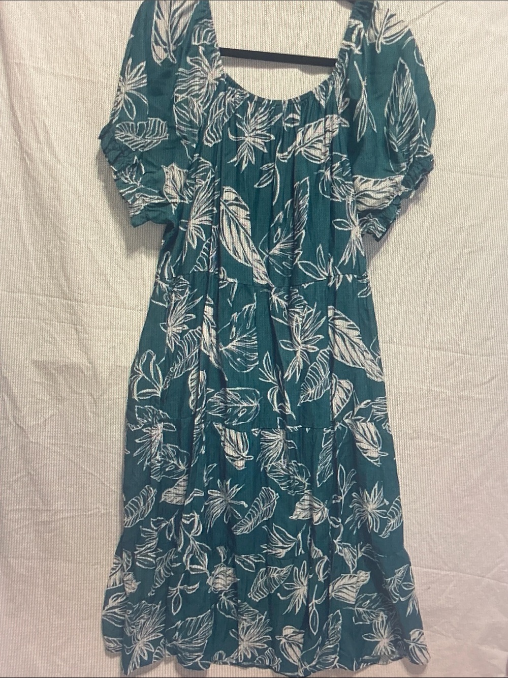 Polagram Teal Maxi Dress with White Leaf Motif - Picture 5 of 5